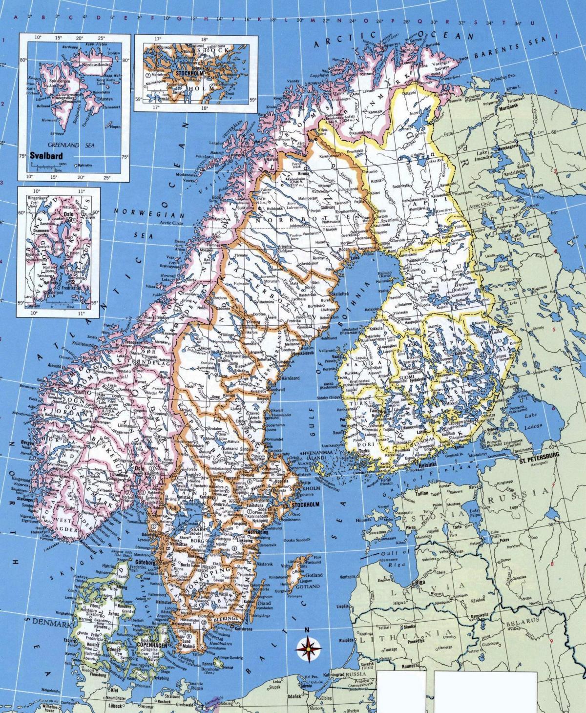 Map of detailed Norway