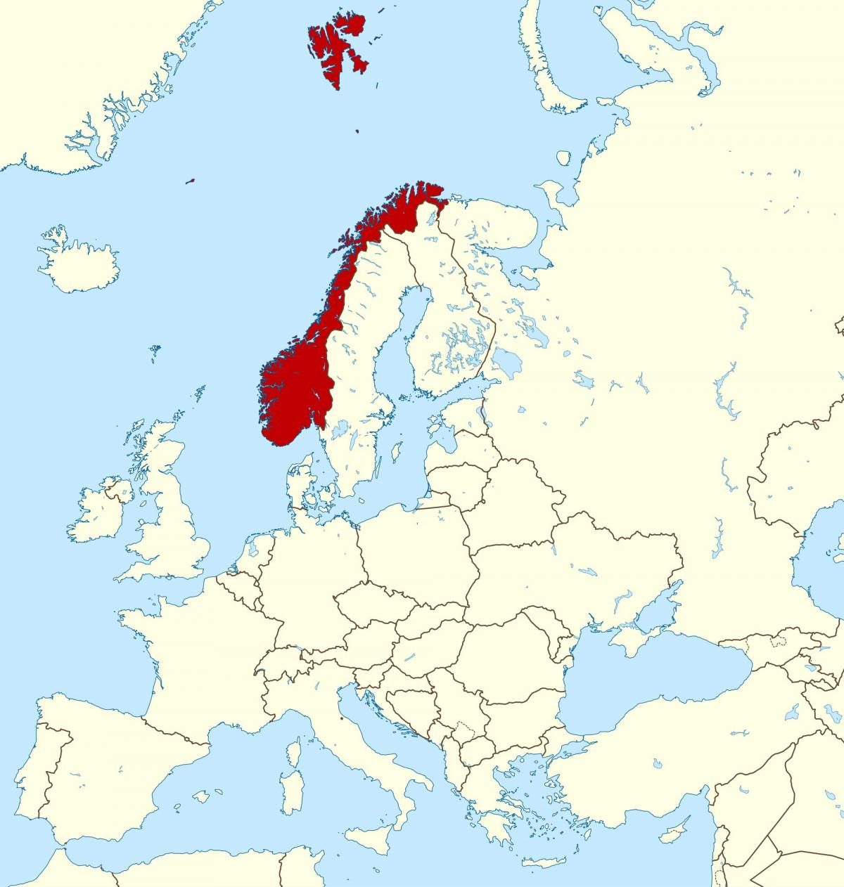 map of Norway and europe