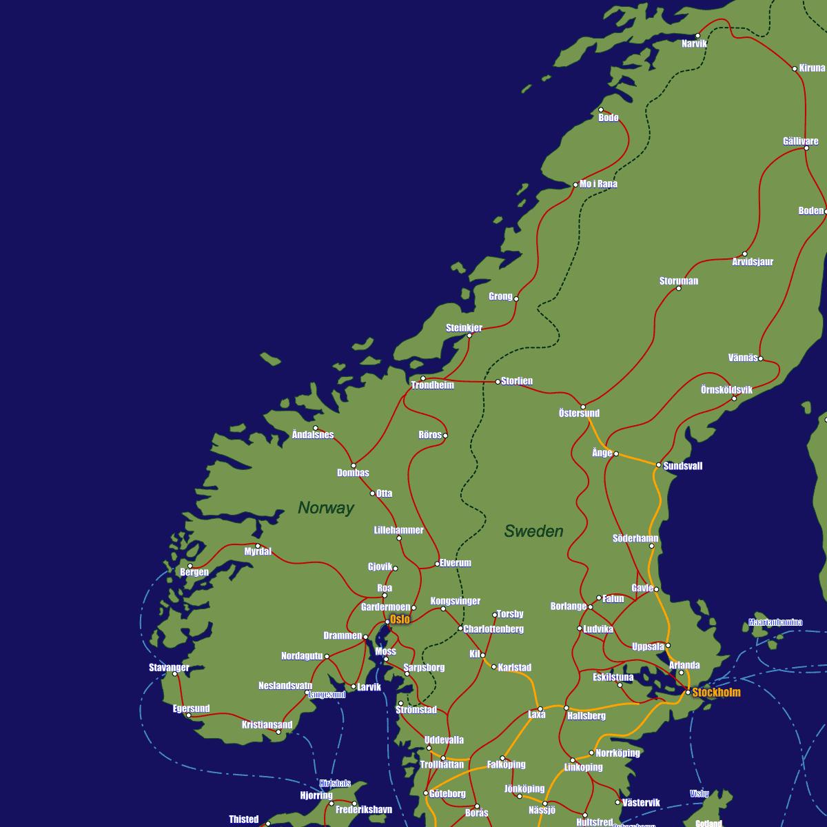 Norway Train Map Pdf Map Of Norway Train Routes - Map Of Norway Train Routes (Northern Europe -  Europe)