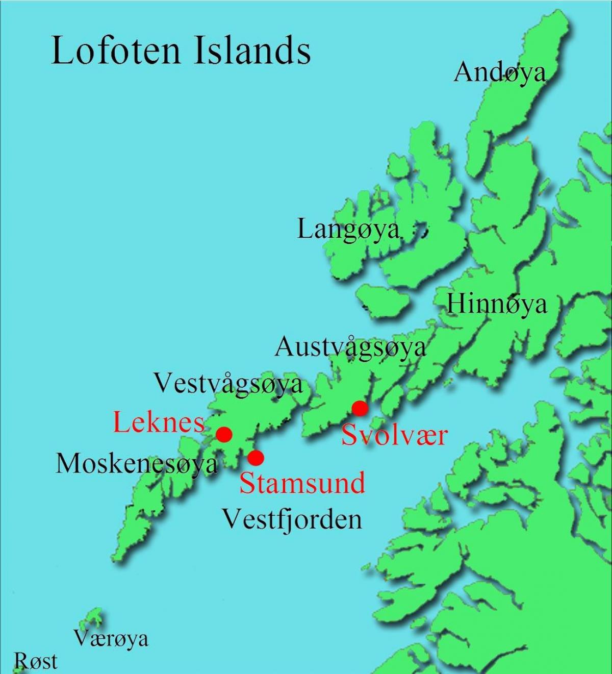 Lofoten Norway map - Lofoten islands Norway map (Northern Europe - Europe)