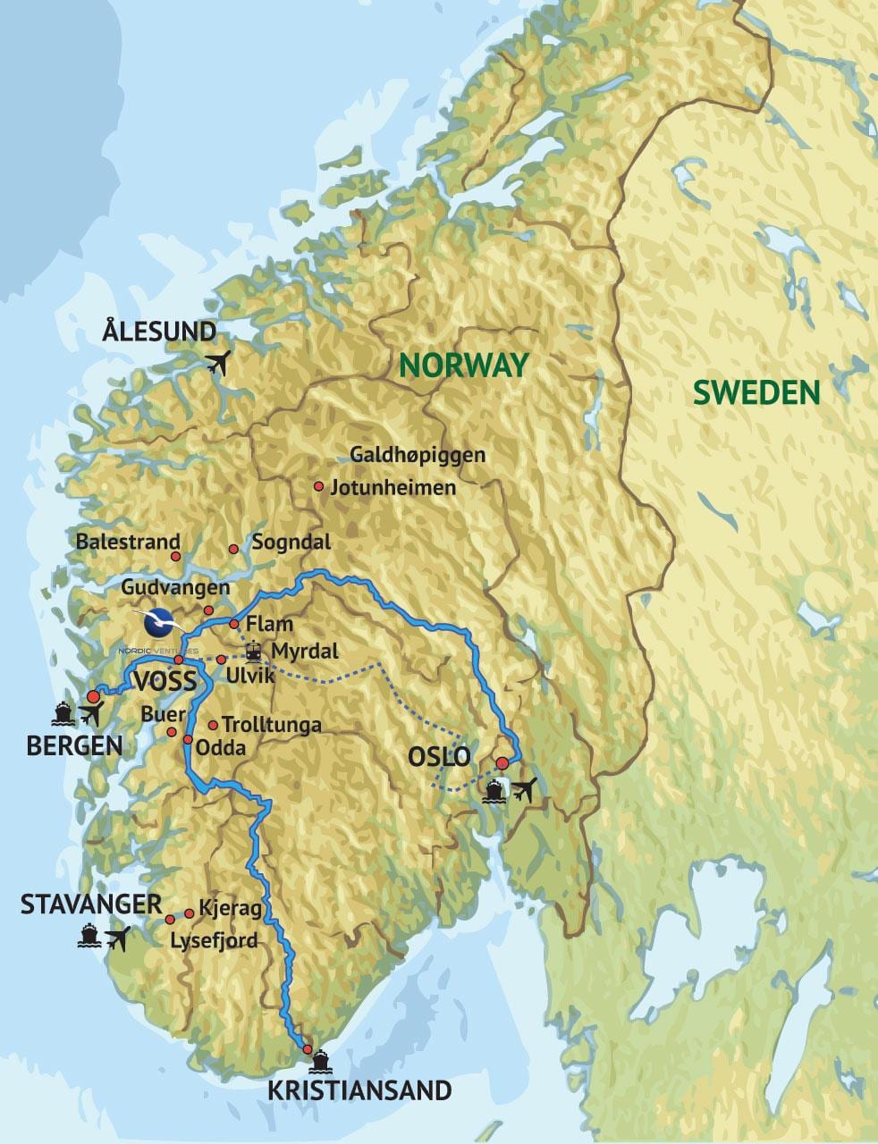 Map of western Norway