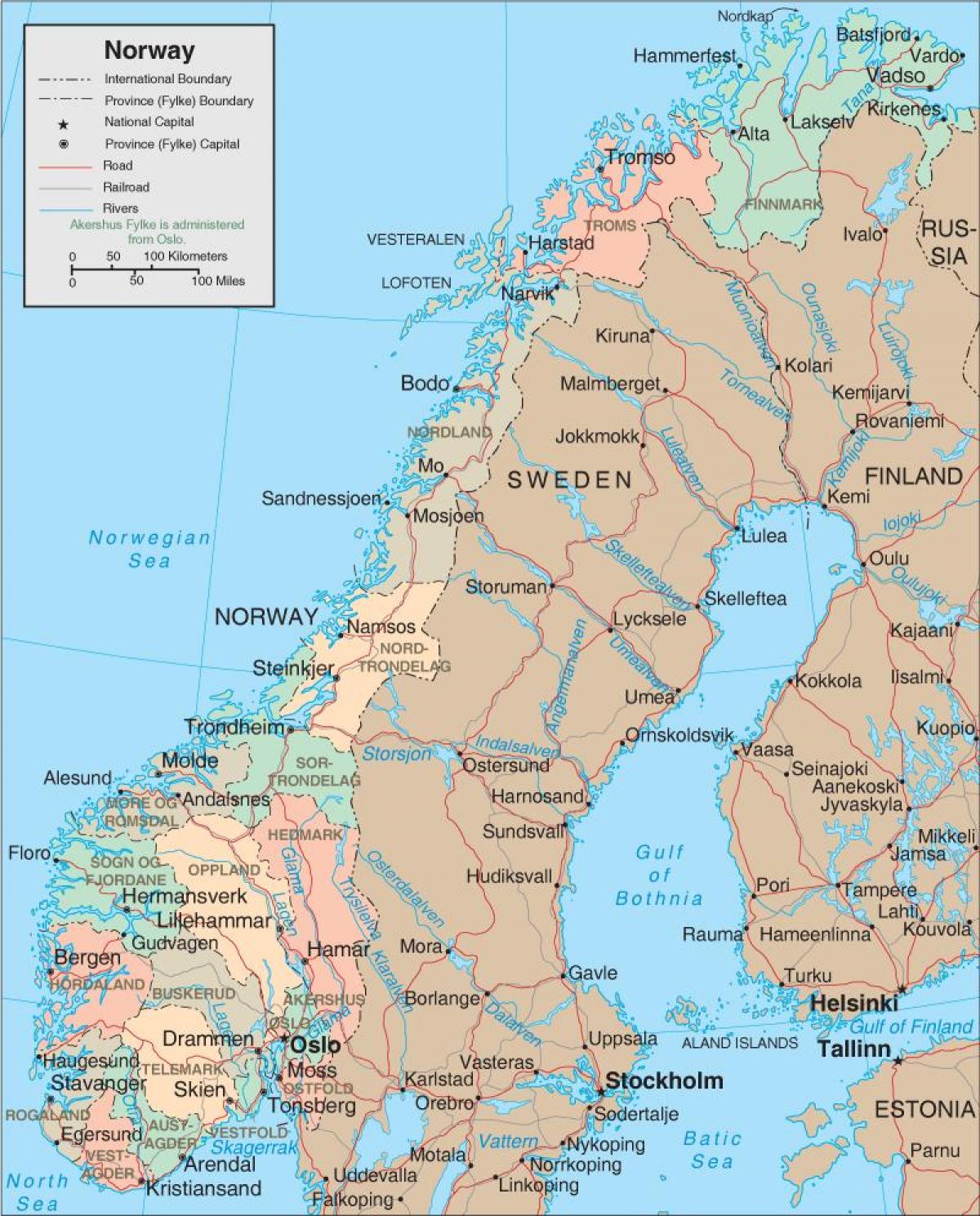 Norway provinces map