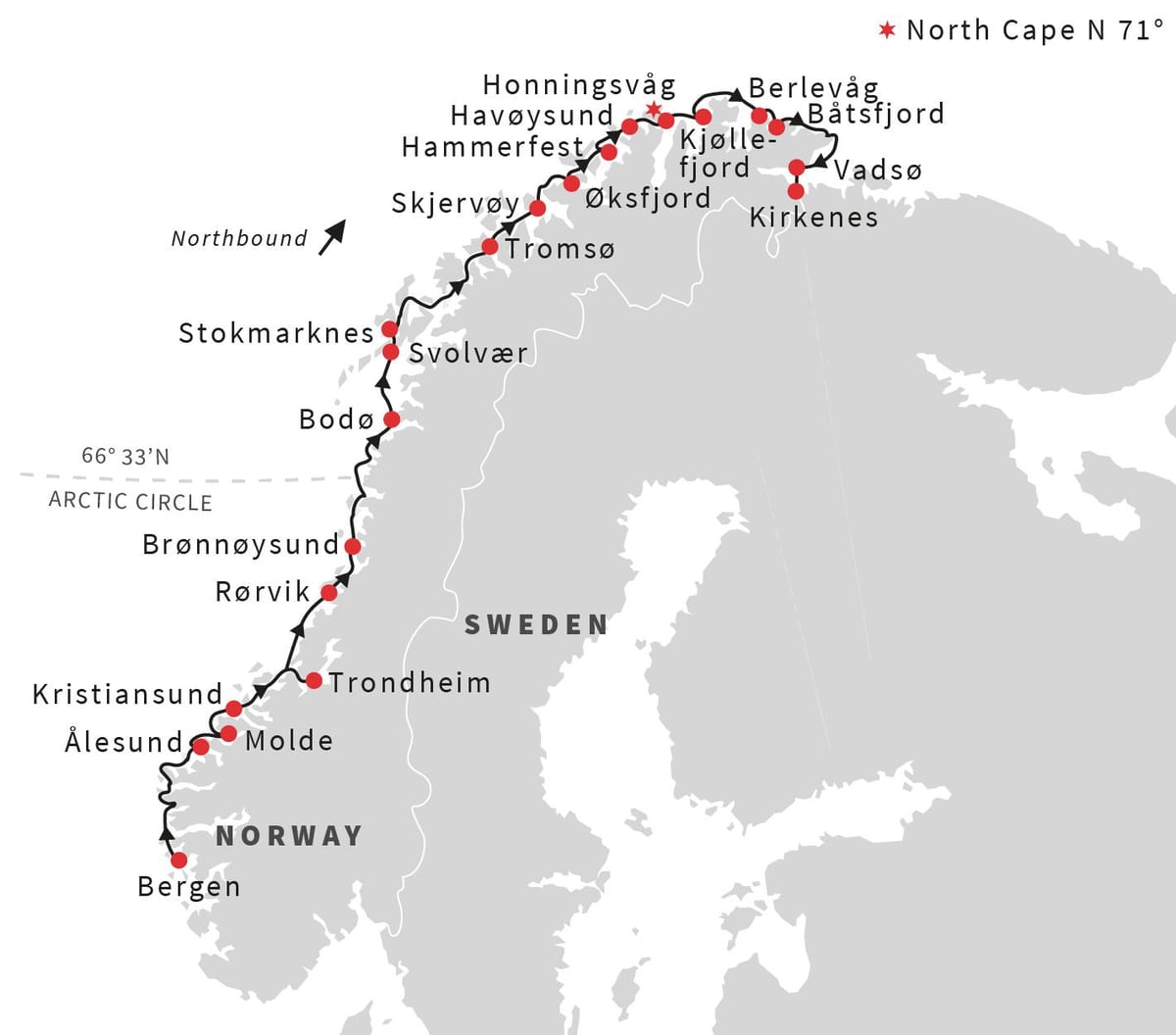 Map of Norway cycling