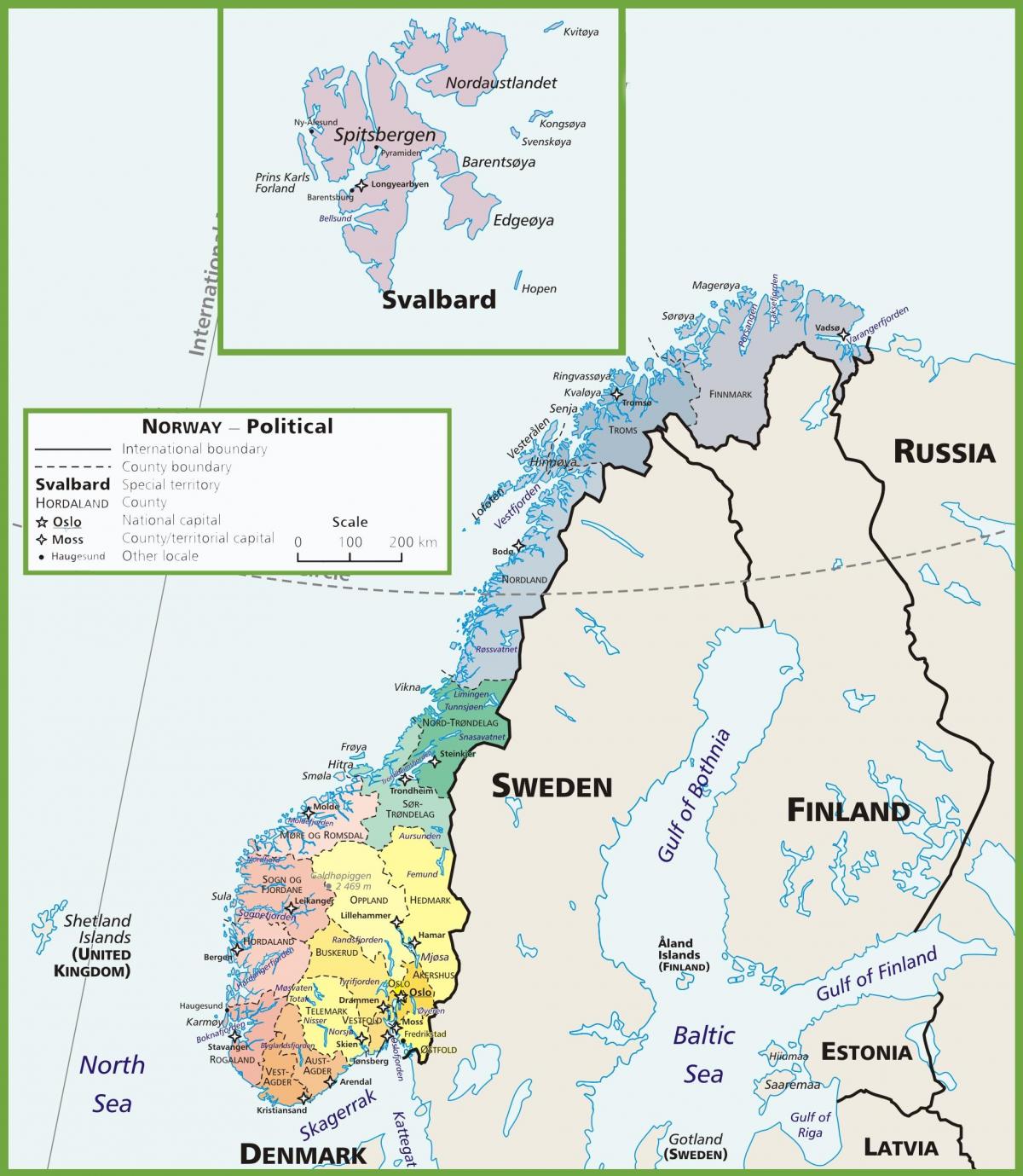 Map of Norway political 