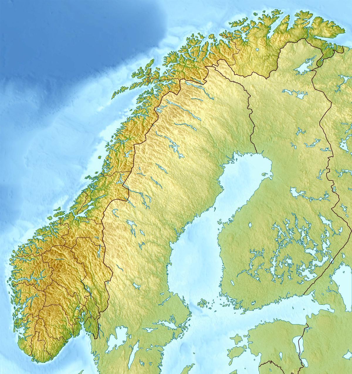 Map of physical Norway