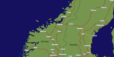 Map of Norway train routes