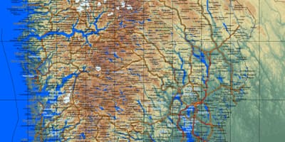Detailed map of southern Norway