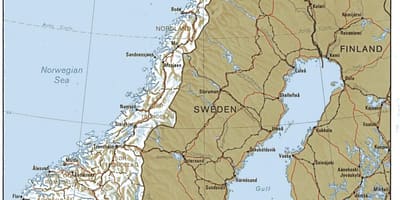 Geographical map of Norway