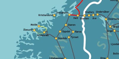 Map of Norway northern railway