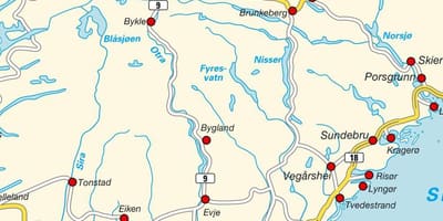Map of south Norway